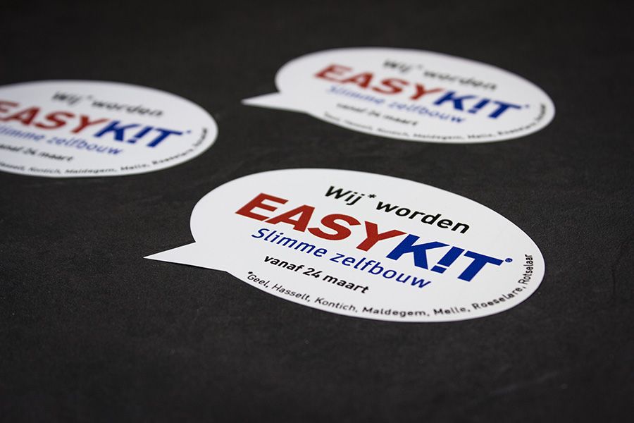 kleine stickers in tekstballon vorm om nadruk op iets te leggen